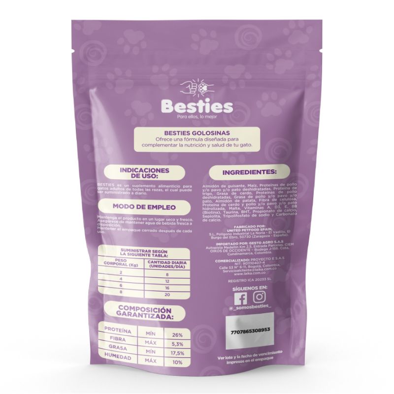 Besties Nuggets Crujientes Control Bola de Pelo para Gato 2 Empaque Besties Nuggets Crujientes Control Bola de Pelo para Gato de 75 g