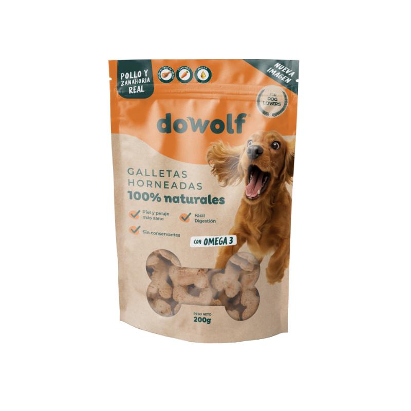 Dowolf Galletas Pollo y Zanahoria con Omega 3 200 g 1 Alimento Dowolf Galletas Pollo y Zanahoria con Omega 3 200 g para perros