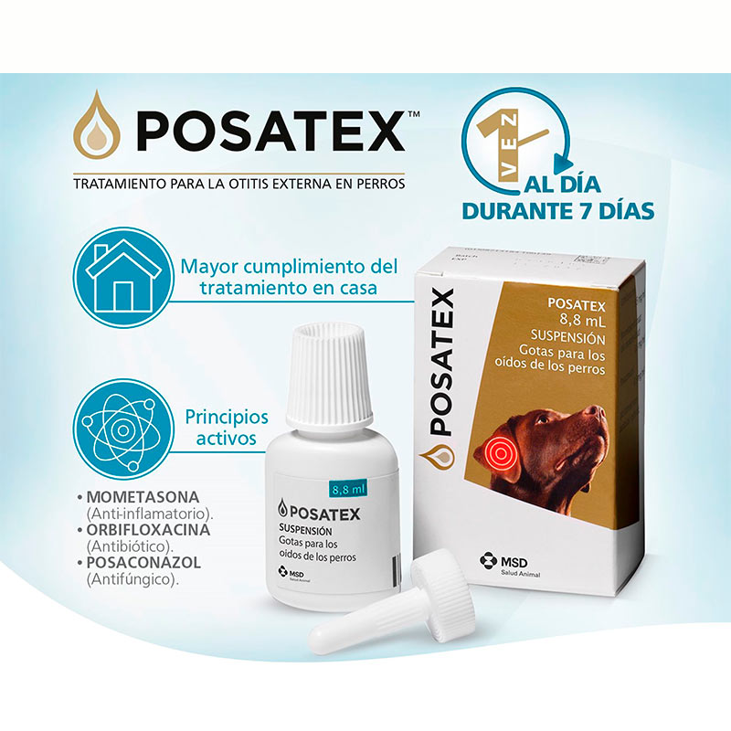 Posatex Gotas Óticas para Perros (8.8 ml) 2 Empaque Posatex Gotas Óticas para Perros (8.8 ml) de 8.8 mililitro