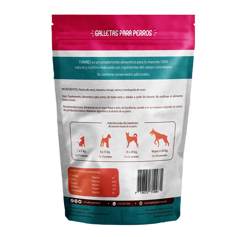 Funkies Galletas Naturales de Manzana y Mango 125 g 2 Empaque Funkies Galletas Naturales de Manzana y Mango 125 g de 125 g