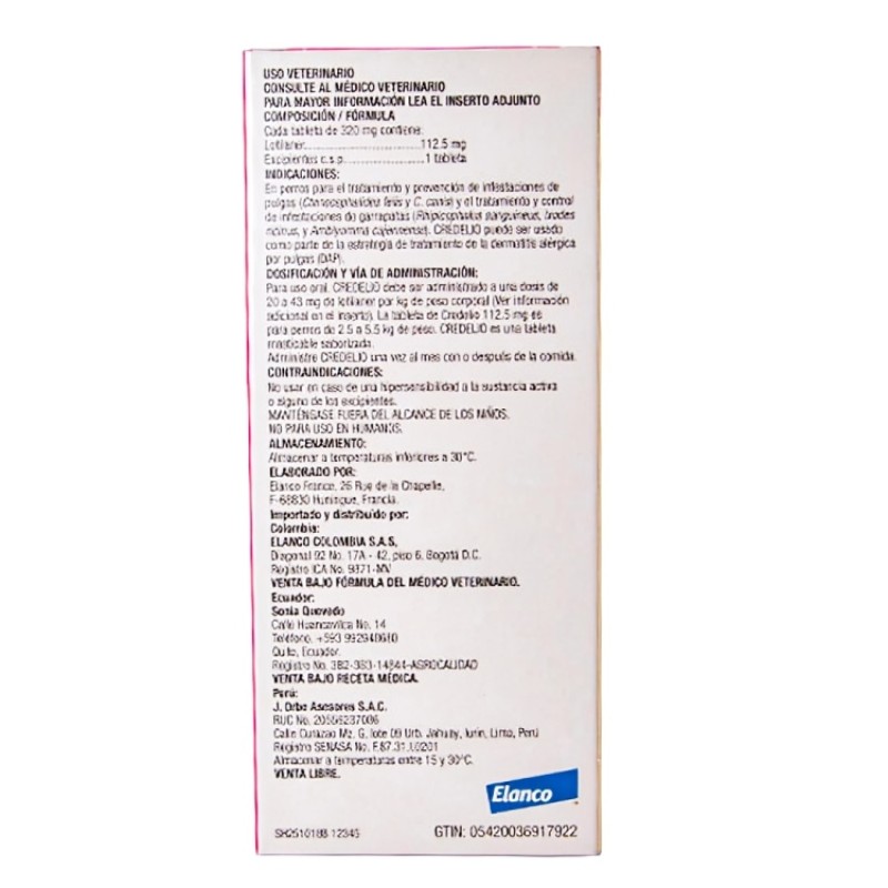 Credelio Antipulgas para Perros de 2.5 a 5.5 kg 2 Empaque Credelio Antipulgas para Perros de 2.5 a 5.5 kg de 3 comprimidos