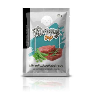 Alimento Tommy Pouch Res y Verduras Adulto 100 g para perros