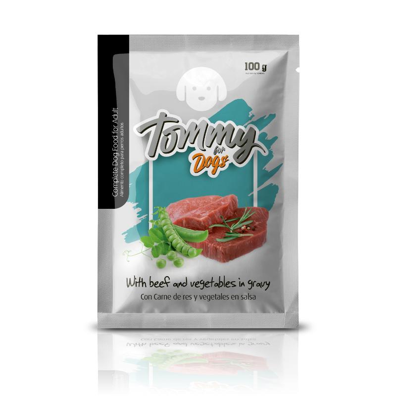 Tommy Pouch Res y Verduras Adulto 100 g 1 Alimento Tommy Pouch Res y Verduras Adulto 100 g para perros