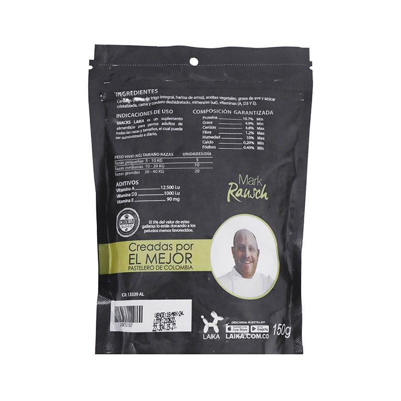 Laika By Rausch Galletas de Cordero y Arroz 150 g 4 Empaque Laika By Rausch Galletas de Cordero y Arroz 150 g de 150 g