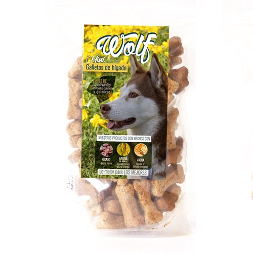 Wolf Mini Galletas de Hígado 1 Alimento Wolf Mini Galletas de Hígado Sobre 400 g para perros