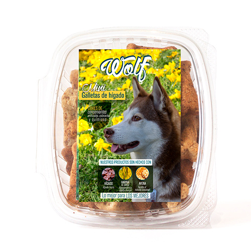 Wolf Caja de Mini Galletas de Hígado Raza Mediana 1 Alimento Wolf Caja de Mini Galletas de Hígado Raza Mediana para perros