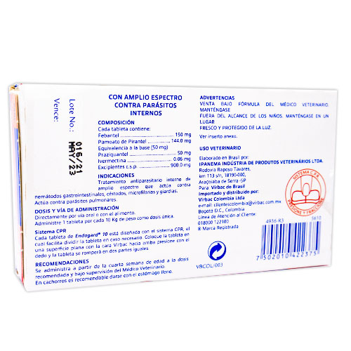 Endogard 10 Antiparasitario Interno para Perros (2 Tabletas) 2 Empaque Endogard 10 Antiparasitario Interno para Perros (2 Tabletas) de 2 medicamentos