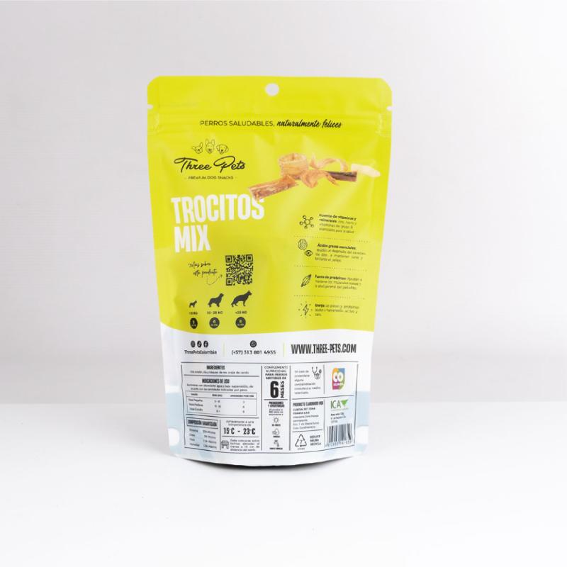 Three Pets Trocitos Mix 120 g 2 Empaque Three Pets Trocitos Mix 120 g de 120 g