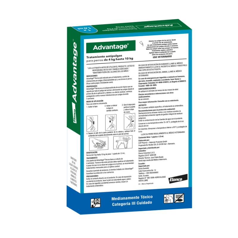 Advantage Antipulgas para Perros de 4 a 10 kg (Pipeta 1 ml) 2 Empaque Advantage Antipulgas para Perros de 4 a 10 kg (Pipeta 1 ml) de 1 mililitro