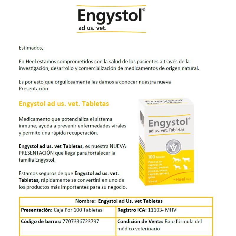 Heel Engystol Tabletas Inmunomodulador Homeopático (Frasco x 100 Tabletas) 2 Empaque Heel Engystol Tabletas Inmunomodulador Homeopático (Frasco x 100 Tabletas) de 100 tabletas