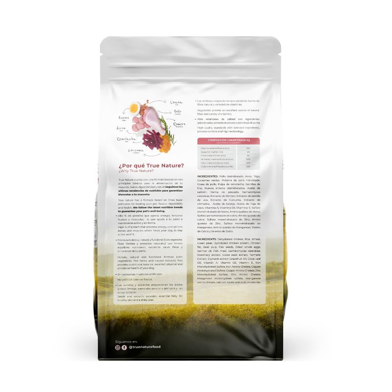 True Nature Adulto Razas Pequeñas Pollo y Vegetales 2 Empaque True Nature Adulto Razas Pequeñas Pollo y Vegetales de 3 kg