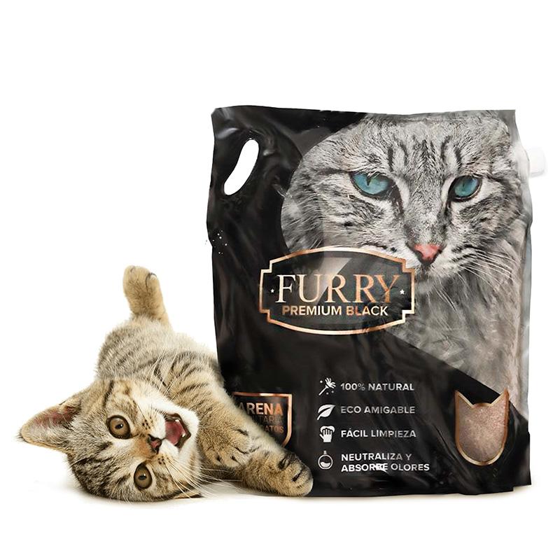Furry Black Arena Aglomerante Súper Premium (Sello Negro) 2 Empaque Furry Black Arena Aglomerante Súper Premium (Sello Negro) de 4.5 kg