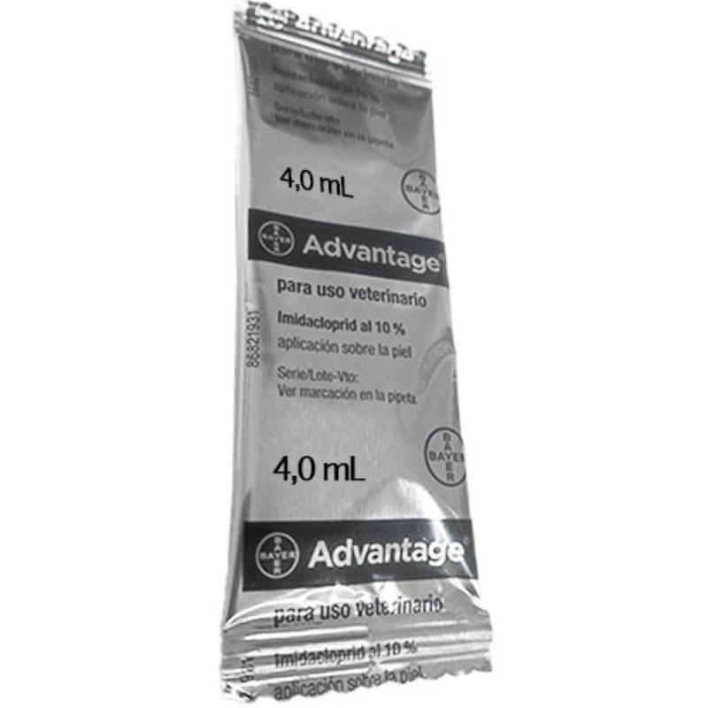 Advantage Antipulgas para Perros de hasta 4 kg (Pipeta 0.4 ml) 4 Empaque Advantage Antipulgas para Perros de hasta 4 kg (Pipeta 0.4 ml) de 0.4 mililitro