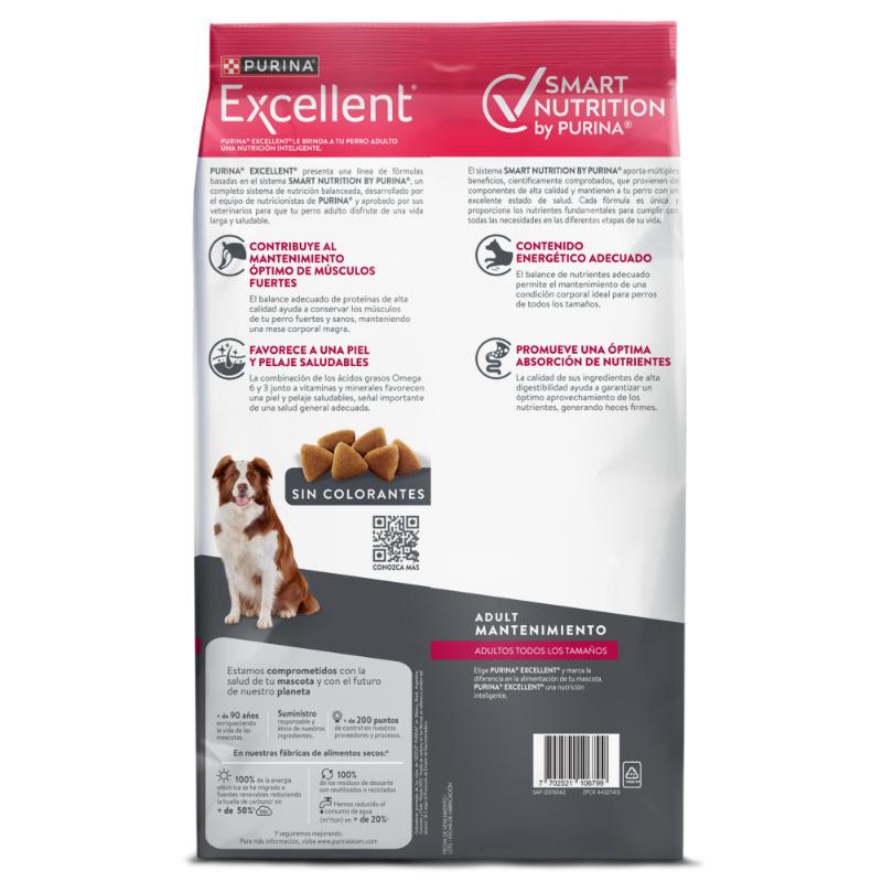 Purina Excellent Adulto Maintenance Formula Pollo y Arroz 2 Empaque Purina Excellent Adulto Maintenance Formula Pollo y Arroz de 3 kg