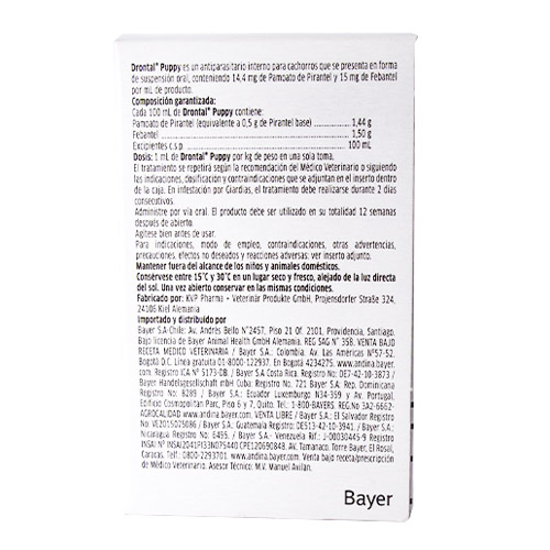 Drontal Cachorros Antiparasitario Interno (Suspensión Oral 20 ml) 2 Empaque Drontal Cachorros Antiparasitario Interno (Suspensión Oral 20 ml) de 20 mililitro