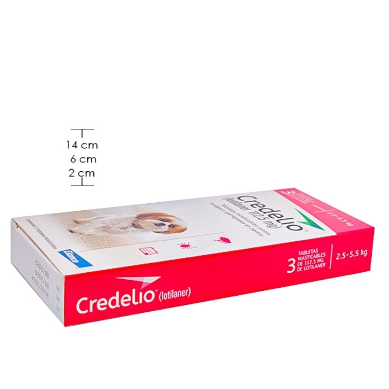 Credelio Antipulgas para Perros de 2.5 a 5.5 kg 4 Empaque Credelio Antipulgas para Perros de 2.5 a 5.5 kg de 3 comprimidos