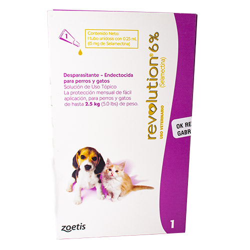 Revolution 6% Tópico para Perros y Gatos de hasta 2.5 kg 1 Revolution 6% Tópico para Perros y Gatos de hasta 2.5 kg para perros