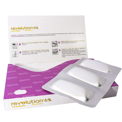 Revolution 6% Tópico para Perros y Gatos de hasta 2.5 kg 2 Empaque Revolution 6% Tópico para Perros y Gatos de hasta 2.5 kg de 0.25 mililitro