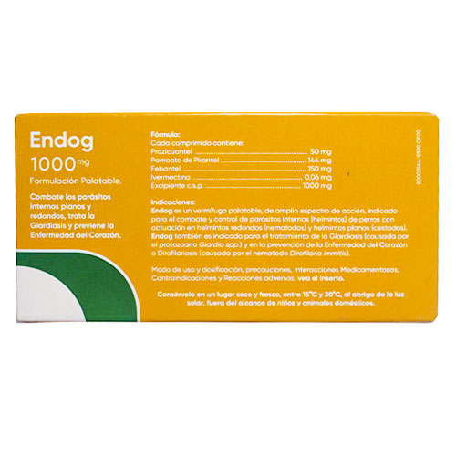 Endog Antiparasitario Interno de Amplio Espectro 2 Empaque Endog Antiparasitario Interno de Amplio Espectro de 1000 mg - 4 tabletas