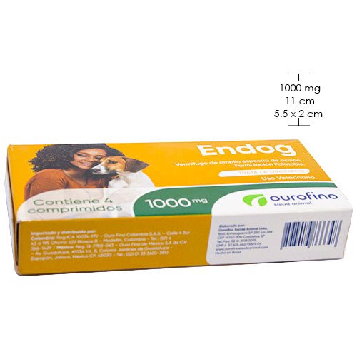 Endog Antiparasitario Interno de Amplio Espectro 3 Empaque Endog Antiparasitario Interno de Amplio Espectro de 1000 mg - 4 tabletas