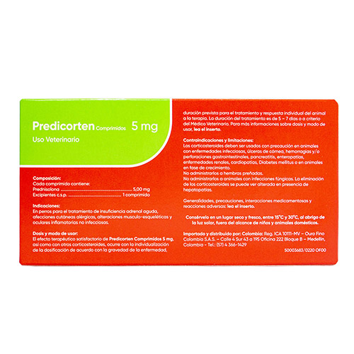 Predicorten Prednisolona Antiinflamatorio y Antipruiginoso 2 Empaque Predicorten Prednisolona Antiinflamatorio y Antipruiginoso de 5 mg 10 tabletas