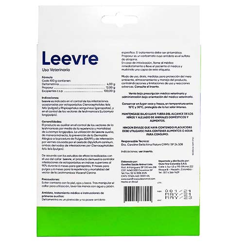 Ourofino Leevre Collar Antipulgas y Garrapatas para Perro (63 cm) 2 Empaque Ourofino Leevre Collar Antipulgas y Garrapatas para Perro (63 cm) de 63 cm