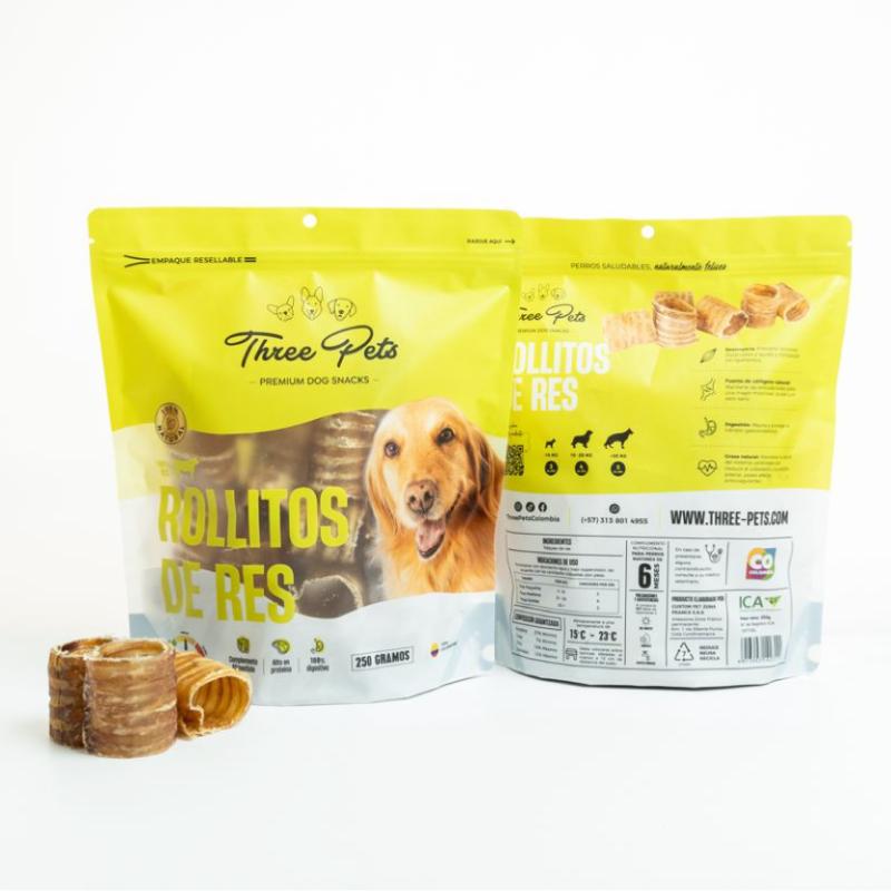 Three Pets Bombonera Rollitos de Res 250 g 3 Empaque Three Pets Bombonera Rollitos de Res 250 g de 250 g