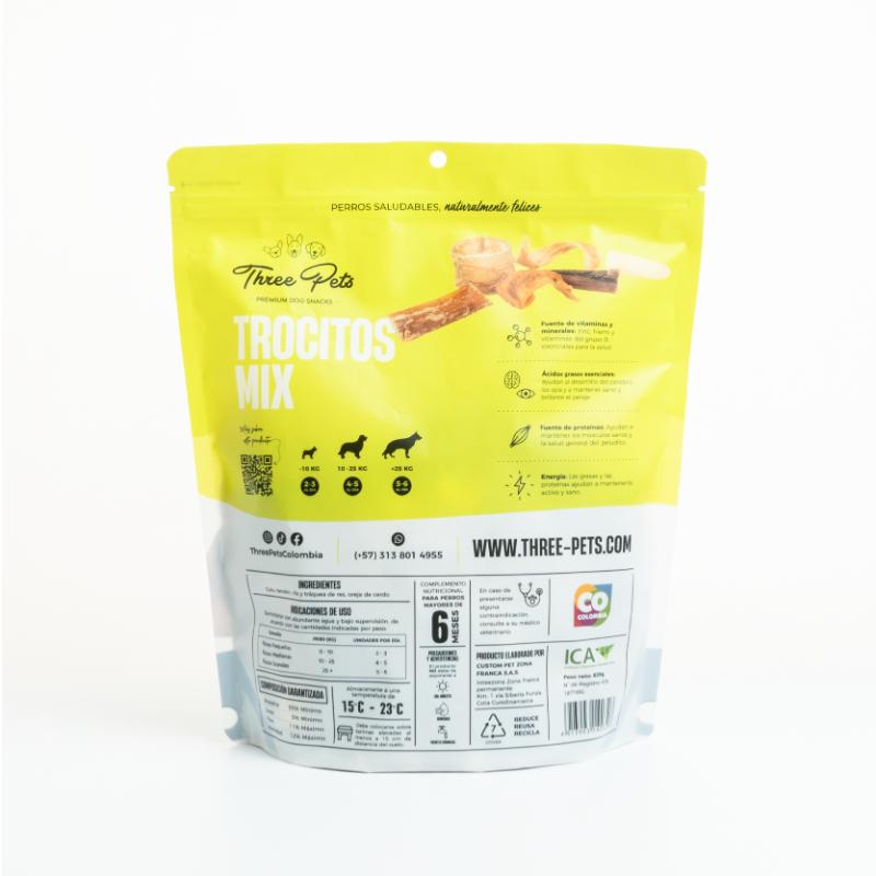 Three Pets Bombonera Trocitos Mix 620 g 2 Empaque Three Pets Bombonera Trocitos Mix 620 g de 620 g