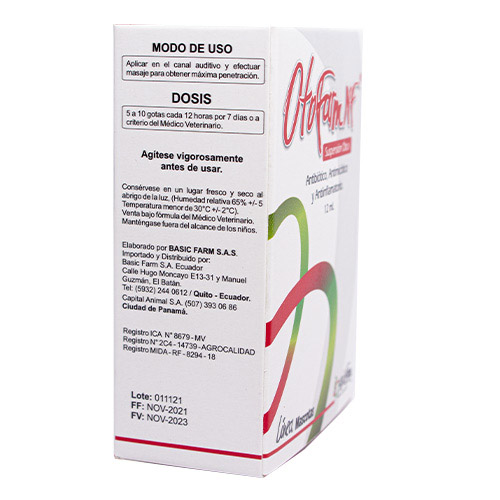 Otofarm Gotas Óticas (Frasco x 12 ml) 2 Empaque Otofarm Gotas Óticas (Frasco x 12 ml) de frasco gotero por 12 ml mililitro