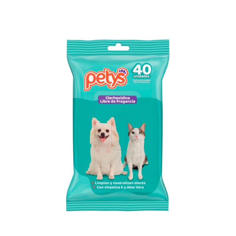 Petys Pañitos Húmedos Antibacteriales con Clorhexidina (Paquete x 40 Unidades) 1 Petys Pañitos Húmedos Antibacteriales con Clorhexidina (Paquete x 40 Unidades) para perros