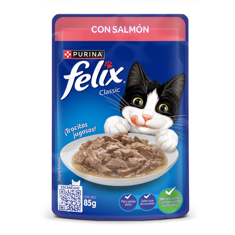 Purina Felix Classic con Salmón en Salsa 1 Alimento Purina Felix Classic con Salmón en Salsa para perros