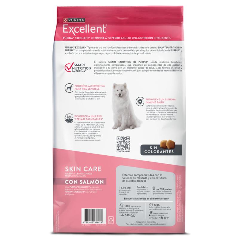 Purina Excellent Adulto Skin Care Salmón y Arroz 2 Empaque Purina Excellent Adulto Skin Care Salmón y Arroz de 3 kg