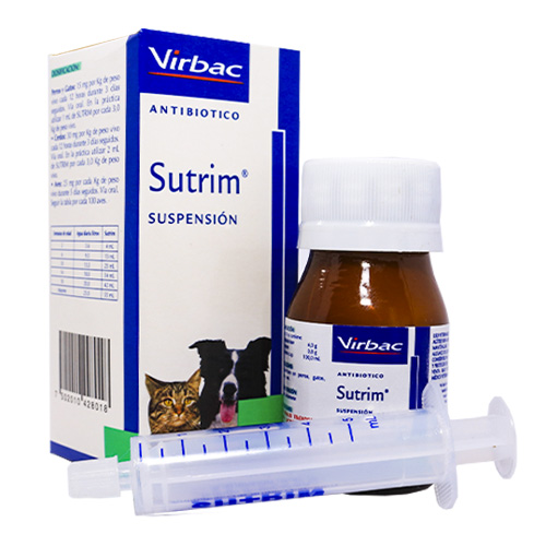 Sutrim Sulfametoxazol + Trimetoprima Suspensión Oral (30 ml) 1 Sutrim Sulfametoxazol + Trimetoprima Suspensión Oral (30 ml) para perros