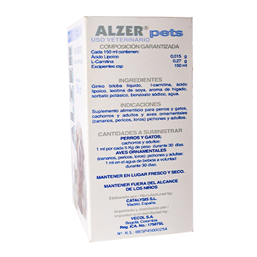 Alzer Pets Soporte Neuroprotector y Cognitivo (Frasco 150 ml) 2 Empaque Alzer Pets Soporte Neuroprotector y Cognitivo (Frasco 150 ml) de 150 mililitro