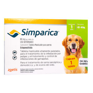 Simparica Antipulgas para Perros de 20.1 a 40 kg para perros