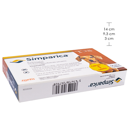 Simparica Antipulgas para Perros de 5.1 a 10 kg 4 Empaque Simparica Antipulgas para Perros de 5.1 a 10 kg de 1 tableta