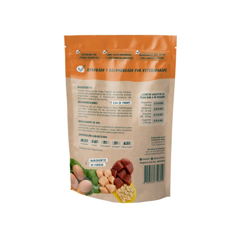 Dowolf Galletas Pollo y Zanahoria con Omega 3 200 g 2 Empaque Dowolf Galletas Pollo y Zanahoria con Omega 3 200 g de 200 g