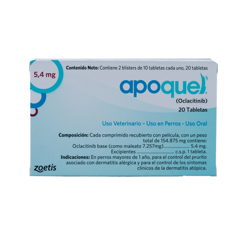 Apoquel Tratamiento Dermatológico Contra el Prurito 2 Empaque Apoquel Tratamiento Dermatológico Contra el Prurito de 5.4 mg 20 medicamentos