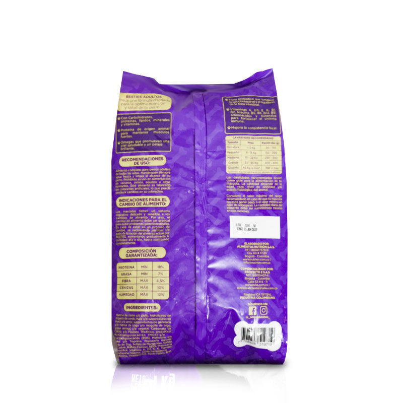 Besties Alimento Perros Adultos Carne y Pollo 2 Empaque Besties Alimento Perros Adultos Carne y Pollo de 4 kg