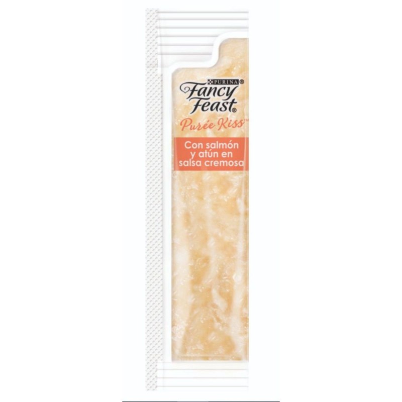 Purina Fancy Feast Puree Kiss Atún y Salmón en Salsa Cremosa 3 Empaque Purina Fancy Feast Puree Kiss Atún y Salmón en Salsa Cremosa de 40 g