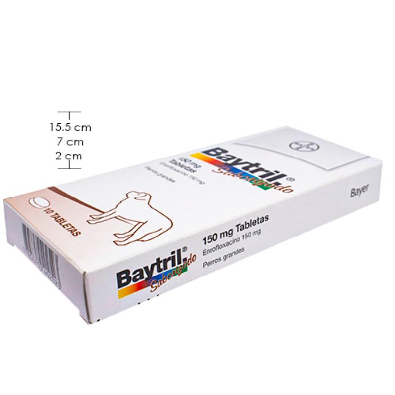 Baytril 150 mg Enrofloxacina Antibiótico (Caja x 10 Tabletas) 3 Empaque Baytril 150 mg Enrofloxacina Antibiótico (Caja x 10 Tabletas) de 10 medicamentos