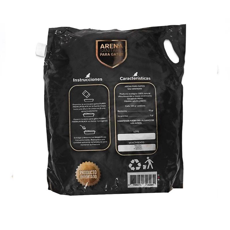 Furry Black Arena Aglomerante Súper Premium (Sello Negro) 3 Empaque Furry Black Arena Aglomerante Súper Premium (Sello Negro) de 4.5 kg