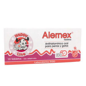 Alernex 10 mg Antihistamínico y Antipruiginoso (Caja x 10 Tabletas) para perros