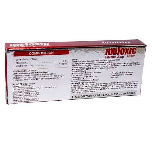 Meloxic 2 mg Meloxicam Antiinflamatorio y Analgésico (Caja x 10 Tabletas) 2 Empaque Meloxic 2 mg Meloxicam Antiinflamatorio y Analgésico (Caja x 10 Tabletas) de