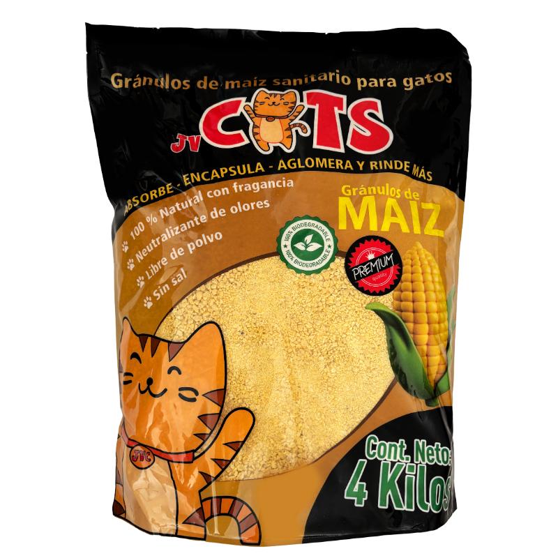 JV Cats Arena de Gránulos de Maíz para Gato 2 Empaque JV Cats Arena de Gránulos de Maíz para Gato de 4 kg