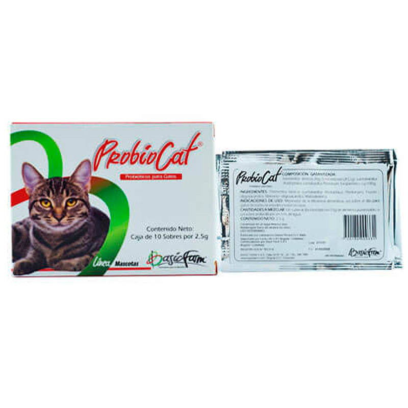 Probiocat Simbiótico y Probiótico Felino (Caja x 10 Sobres) 2 Empaque Probiocat Simbiótico y Probiótico Felino (Caja x 10 Sobres) de 25 g