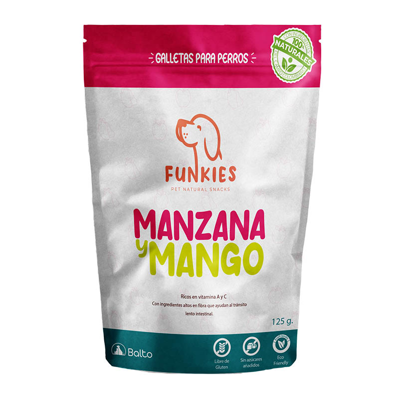 Funkies Galletas Naturales de Manzana y Mango 125 g 1 Alimento Funkies Galletas Naturales de Manzana y Mango 125 g para perros