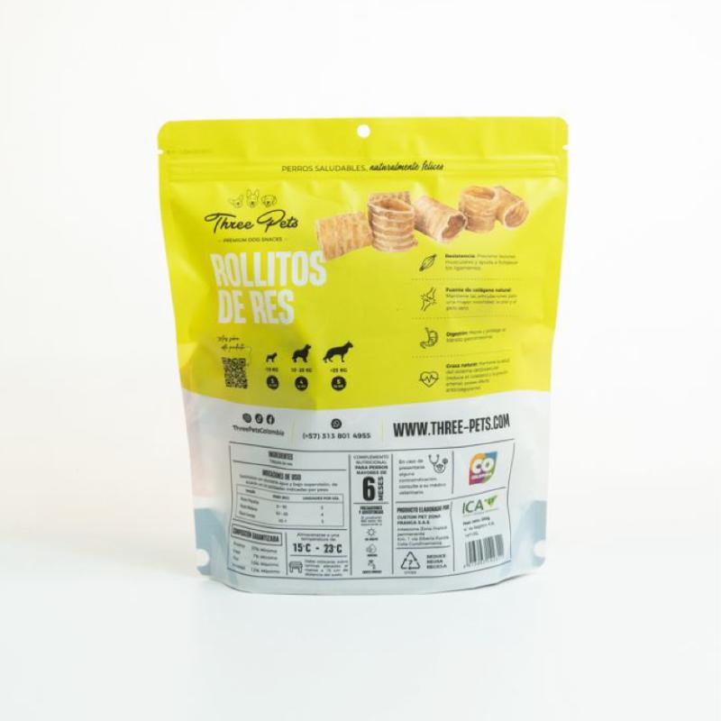 Three Pets Bombonera Rollitos de Res 250 g 2 Empaque Three Pets Bombonera Rollitos de Res 250 g de 250 g