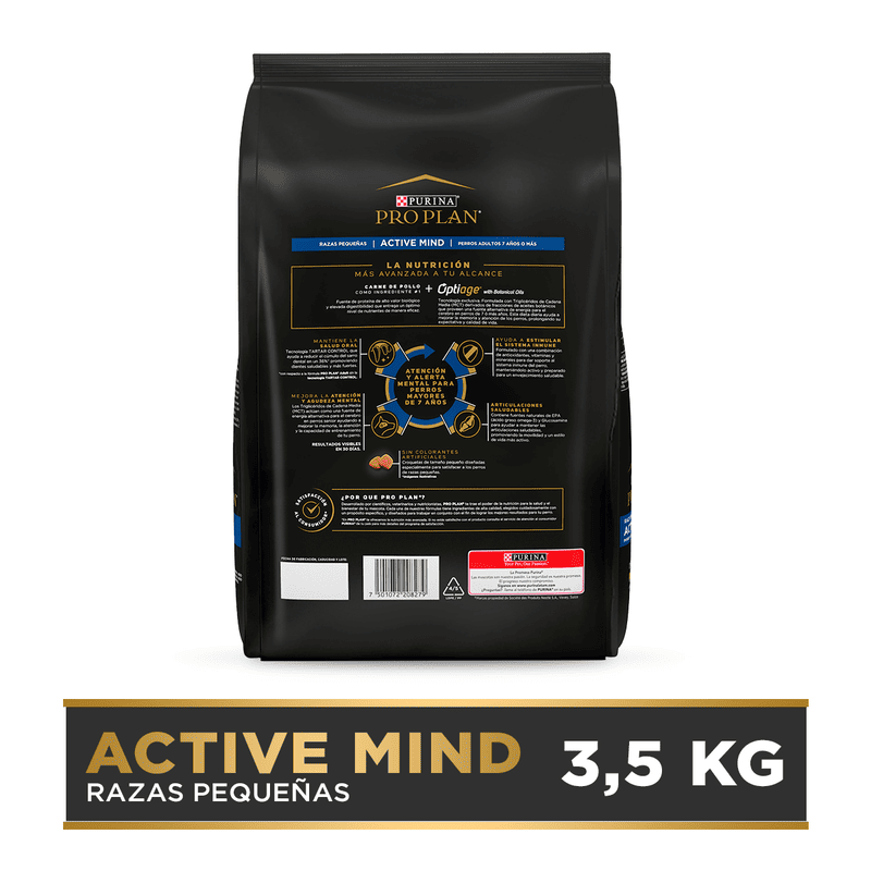 Purina Pro Plan Adulto Active Mind Razas Pequeñas 2 Empaque Purina Pro Plan Adulto Active Mind Razas Pequeñas de 3 kg