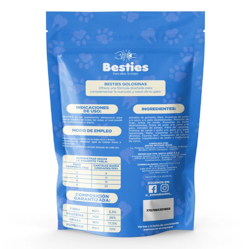 Besties Nuggets Crujientes Limpieza Dental para Gato 2 Empaque Besties Nuggets Crujientes Limpieza Dental para Gato de 75 g